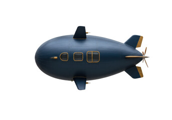 Isolated vintage airship hovering in air, steampunk blimp, dirigible, air transport