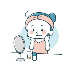 スキンケアをしている女性