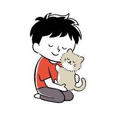 猫を抱きしめている飼い主