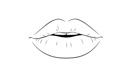 Line Drawing of Human Lips isolated on a transparent background