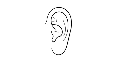 Simplified Line Drawing of Human Ear isolated on a transparent background