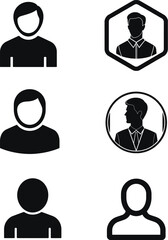 Set of business people icons with user avatar silhouettes for team social web profile design and illustration