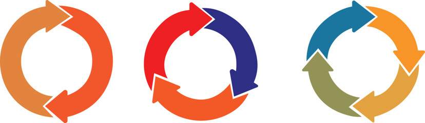 Circular motion and cycle concept icons  round arrows reload and repeat vector design