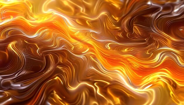 Abstract artwork depicting flowing, fiery, and swirling golden and orange energy forms. - Powered by Adobe