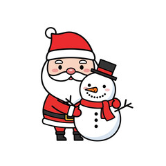 Santa Claus and Snowman Christmas Holiday Season Festive Friends.