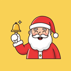 Santa Claus joyfully ringing a golden bell celebrating Christmas season.