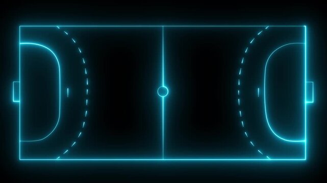 Handball court icon animation on black background. futuristic digital icon video of a high-tech Handball court. neon line animation. 4k - Powered by Adobe