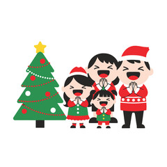 Joyful Family Christmas Celebration with Festive Tree and Gifts.