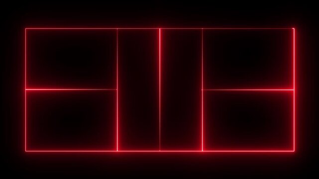 pickleball court icon animation on black background. surrounded by trees, and equipped with lights, fencing, and seating. 4k