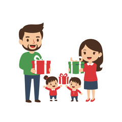 Family Christmas Celebration Joyful Giving Presents Together Happiness.