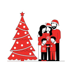 Family Christmas Celebration with Festive Tree and Holiday Cheer.