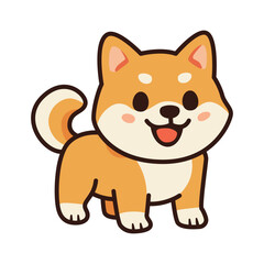 Adorable Shiba Inu Puppy Sticker Standing with a Cheerful Smile