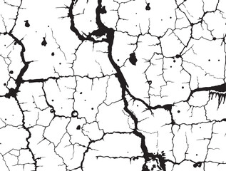 dry soil cracking abstract artwork black ink