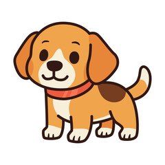 Sweet Brown and White Puppy Sticker Standing with Red Collar