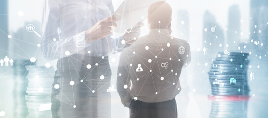 Connecting people on the internet. Social network global connection