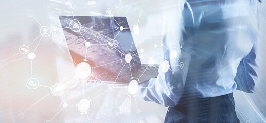 Industry 5.0. Business Finance Technology. Mixed Media Abstract Background