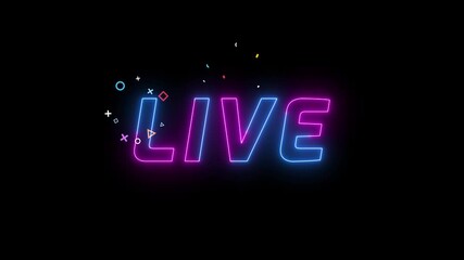 neon text live on black background. Live neon sign motion graphic - Powered by Adobe