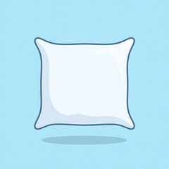 Cozy White Pillow Illustration on Light Blue Background.