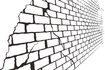 Cracked brick wall texture background damaged architecture construction design pattern structure surface material vector illustration