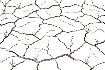 Dry cracked earth drought soil texture background pattern arid climate desert land global warming crisis vector illustration