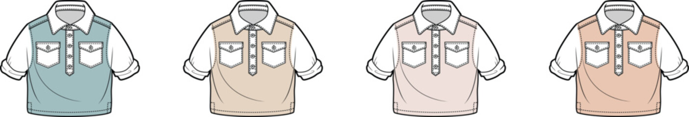 Technical Drawing Polo Shirt Flat Sketch Apparel Design for Fashion CAD