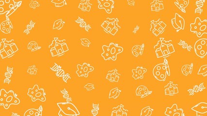 Doodle back to school pattern with art, science, graduation images for designs. Perfect for educational materials, stationery, and classroom decorations. - Powered by Adobe