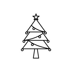 Outline festive christmas tree holiday line art icon
