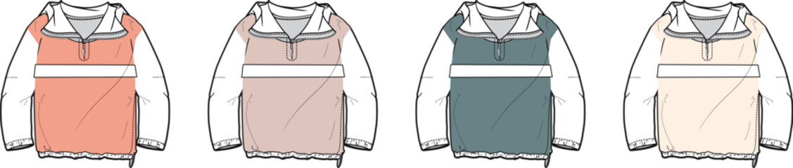 Fashionable Pullover Jacket Set Vector Illustration for Apparel Design