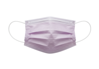 Isolated pastel purple medical procedure face mask personal safety equipment protection item