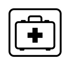 Fototapeta premium icon of a classic first aid kit or medical box. Essential vector symbol for emergency preparedness, health, and immediate care, representing vital services often highlighted by humanitarian efforts