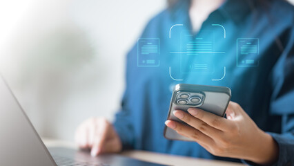 receipt, scan, expense, bookkeeping, finance, Person scanning receipts with smartphone for expense...