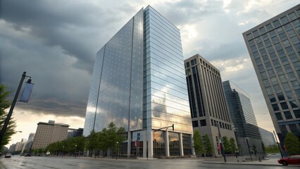 Obraz premium Modern urban design office tower in city