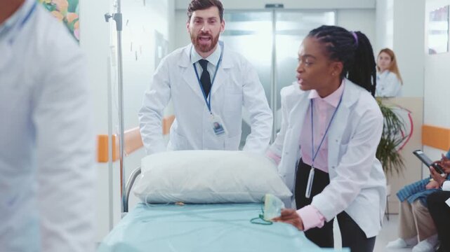 Medical Team in Action A Detailed Emergency Hospital Scene with Healthcare Professionals