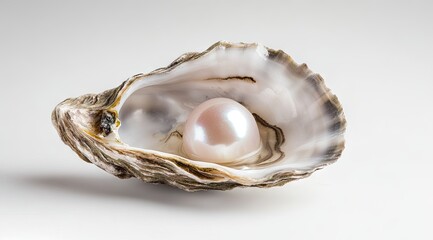 Open oyster shell, pearl inside