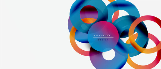 Abstract colorful circles overlap. Modern design features vibrant hues, gradients, white space. Background suggests creativity, innovation.