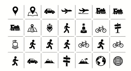 Flat icon set of travelling symbol for UI and UX