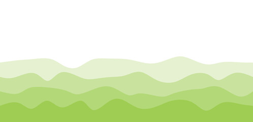 Minimalist Green Wavy Layers Background with Organic Hills and Smooth Gradient - Nature-Inspired Abstract Design