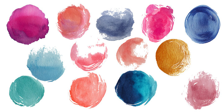 Big watercolor ink splash bundle frame with colorful paint splatter and brush set background texture .hand drawn freehand vector elements for splotchy brush stroke .