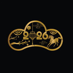 Gold lunar new year 2026 design concept