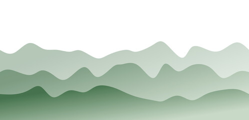 Abstract Green Mountain Landscape with Layered Wavy Silhouettes. Minimalist Nature Background for Ecology and Serene Design.