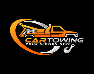 towing truck silhouette logo service modern style vector illustration 