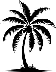tropical coconut palm tree silhouette vector illustration