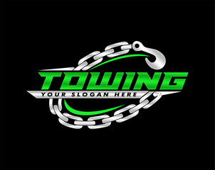 towing truck silhouette logo service modern style vector illustration 