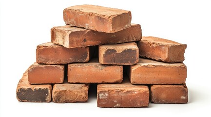 Stacked terracotta bricks against white background (1)