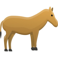 A Simple Cartoon Vector Illustration of a Tan Horse Standing in Profile Against a Transparent Background