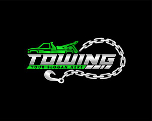 towing truck silhouette logo service modern style vector illustration 