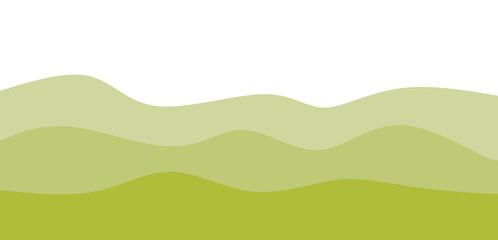 Abstract Green Wavy Landscape Layers Background with White Copy Space - Nature Hills and Eco-Friendly Design Element