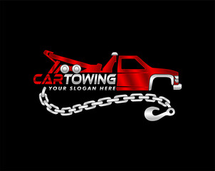 towing truck silhouette logo service modern style vector illustration 