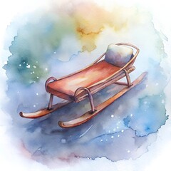 sledge in the snow, watercolor style