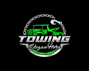 towing truck silhouette logo service modern style vector illustration 